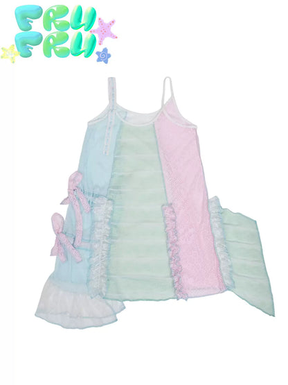 Lace Patchwork Strappy Dress | Fairycore Layered Slip Dress