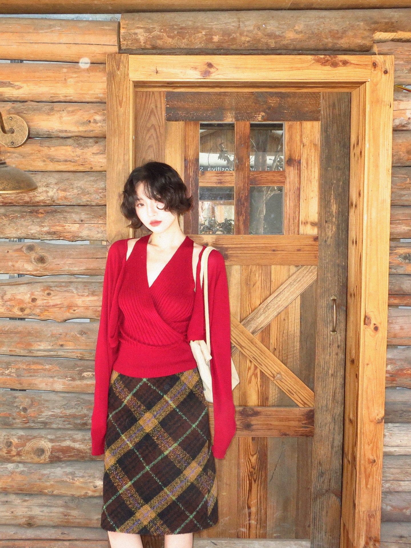 Lyocell Knit Cardigan & Halterneck Top Set