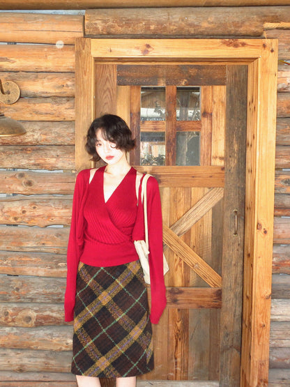 Lyocell Knit Cardigan & Halterneck Top Set
