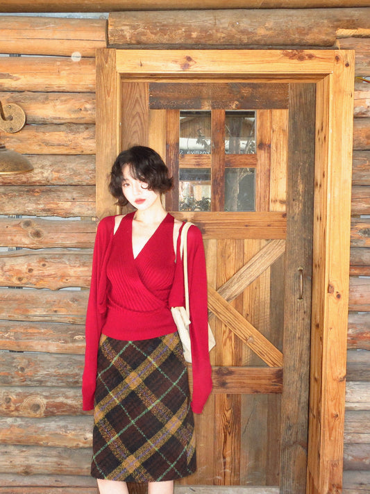 Lyocell Knit Cardigan & Halterneck Top Set