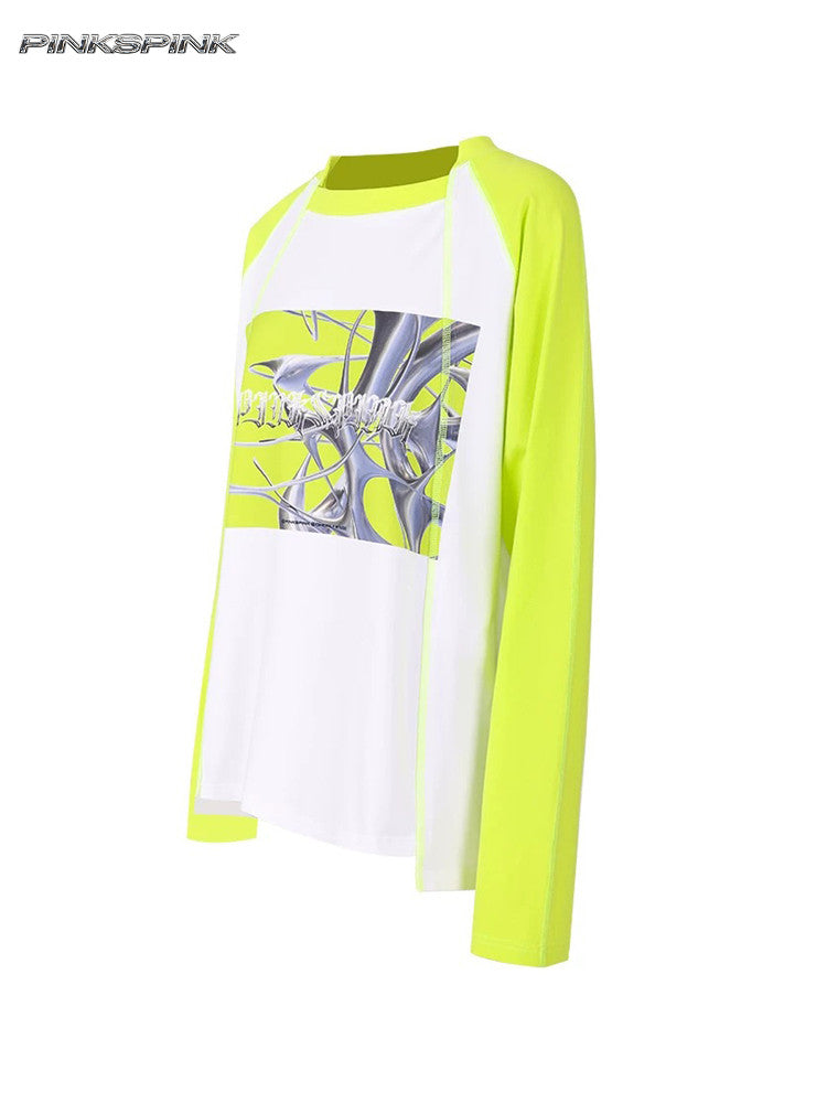Futuristic Remake Print Raglan T-Shirt – Genderless Y2K Fit