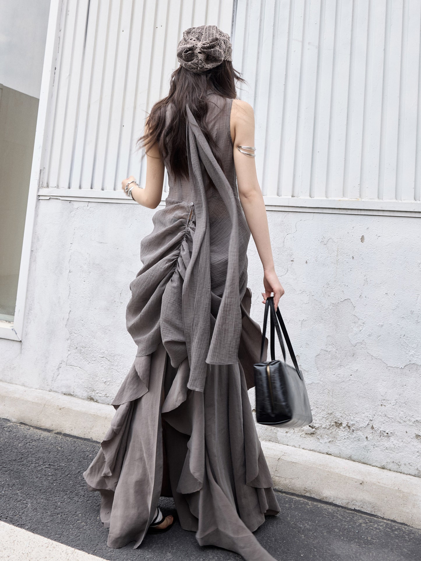 Pleated Tie-Neck Vest | Sculptural Urban Artist Top