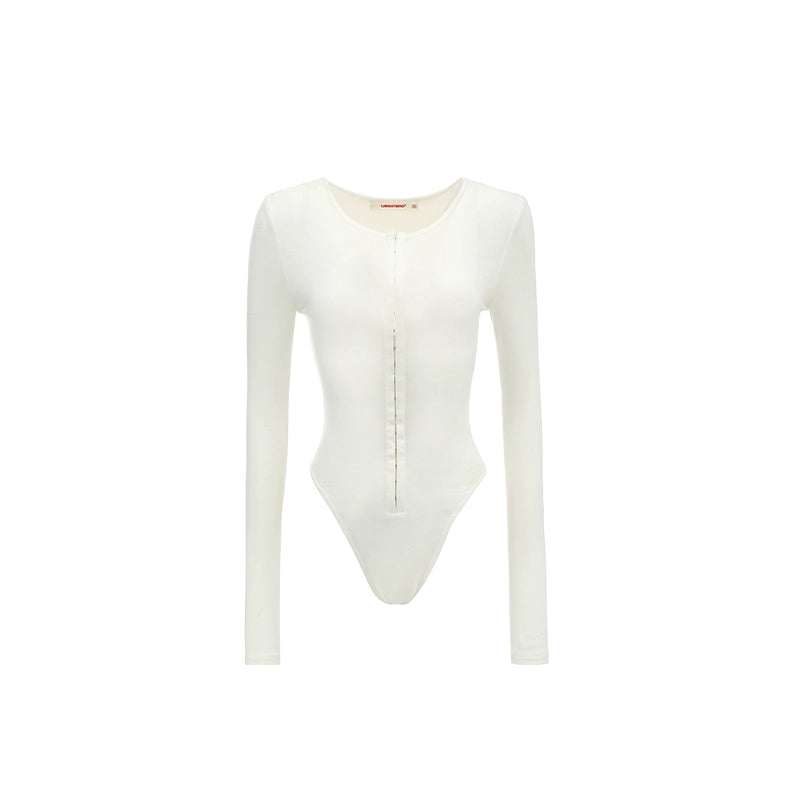 Vertical Hook-Button Long Sleeve Jumpsuit – Skinny Fit Base Layer