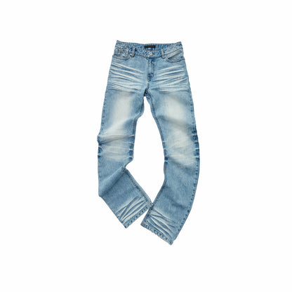 Pleated Cat Whisker Denim Jeans