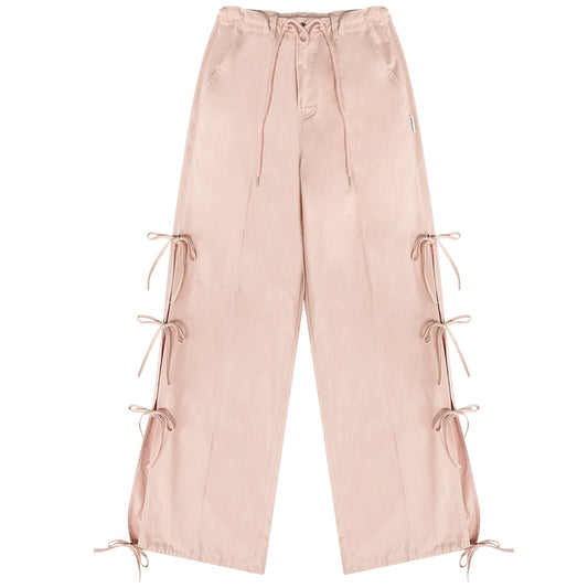 Split Bow High Waist Pants | Retro Wide-Leg Casual Work Style for Summer