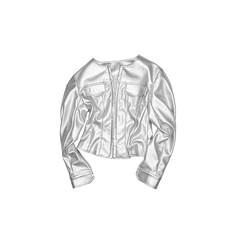 Hook-Neck Cropped Faux Leather Jacket – Slim Fit Hottie Cardigan