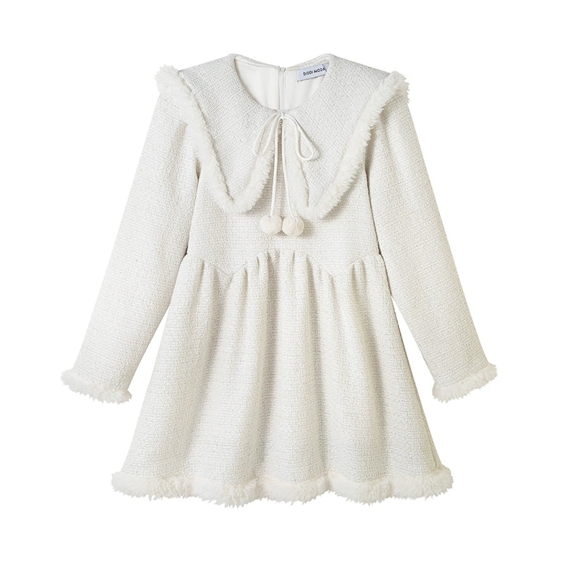 Beige A-line - Flip Collar Winter Dress