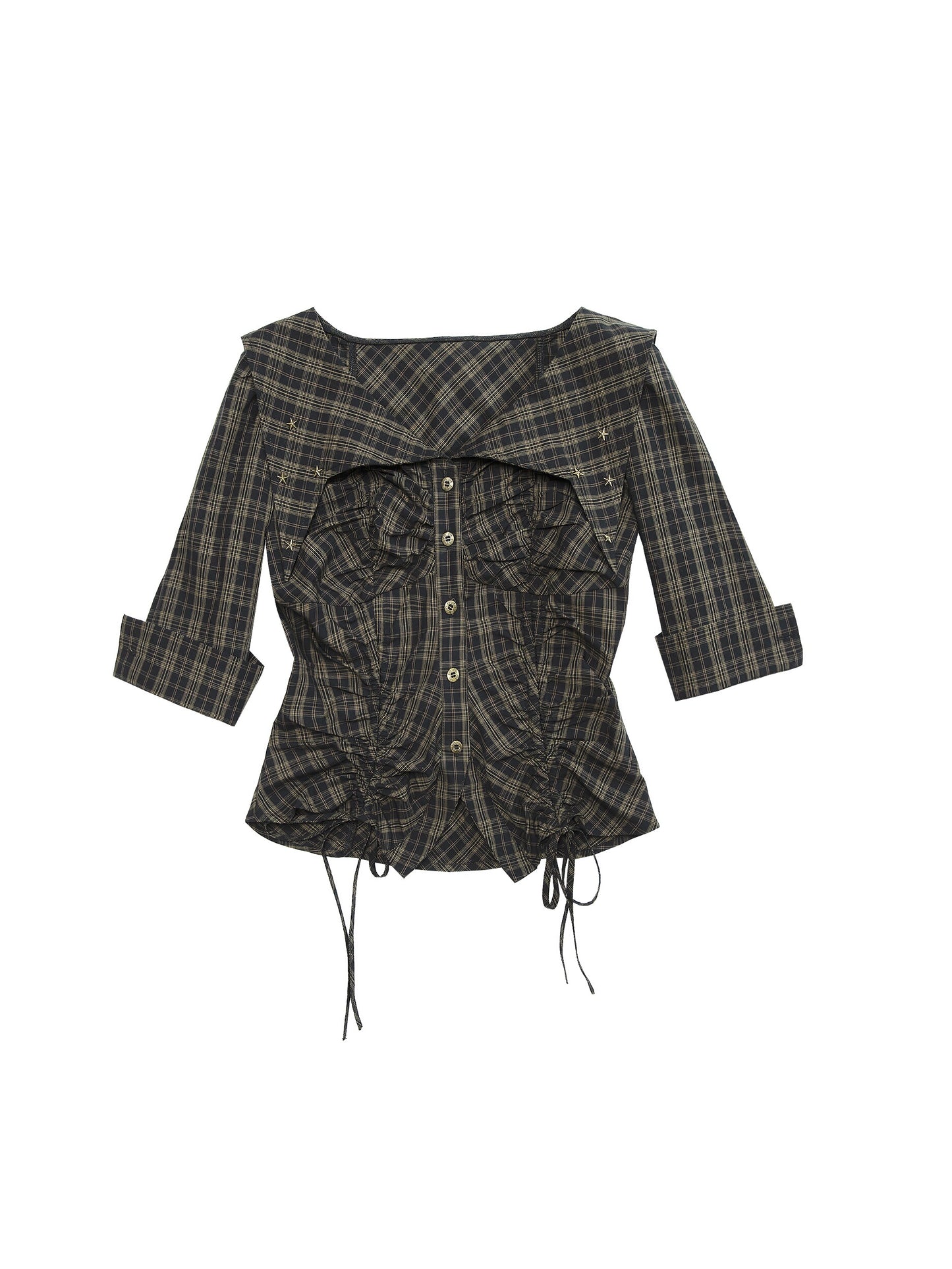 Distressed Plaid Shirt | Taboo Romantic Retro Palace Design