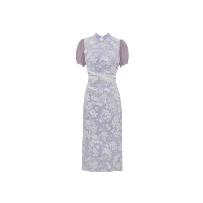 Robe d'épissage violet Qipao