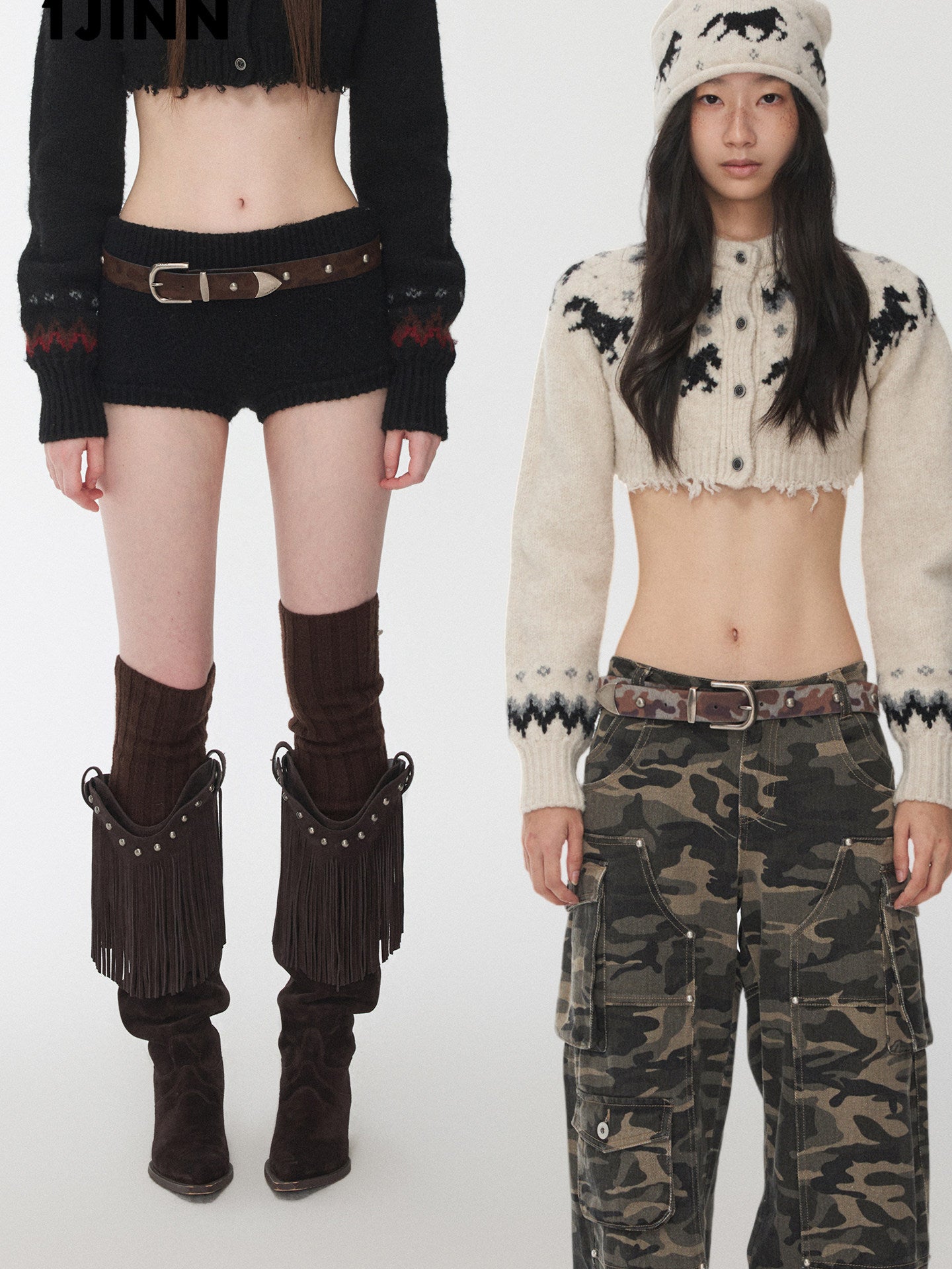 Camouflage Studded Leather Belt
