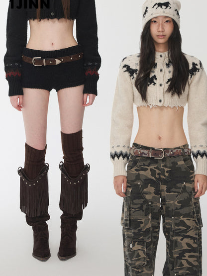 Camouflage Studded Leather Belt