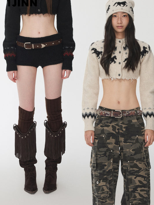 Camouflage Studded Leather Belt