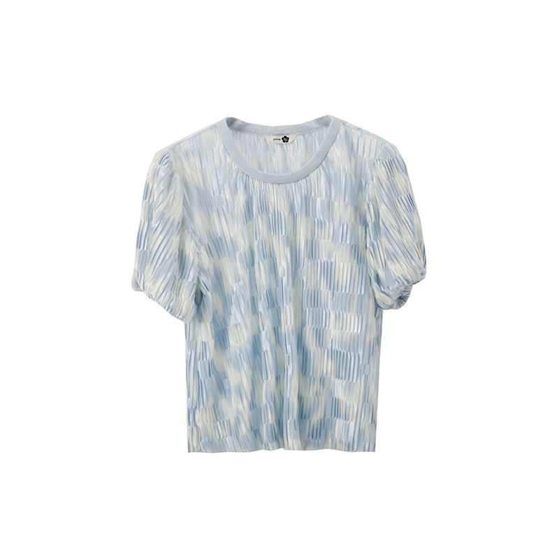 Ice Blue Pleated Shirt