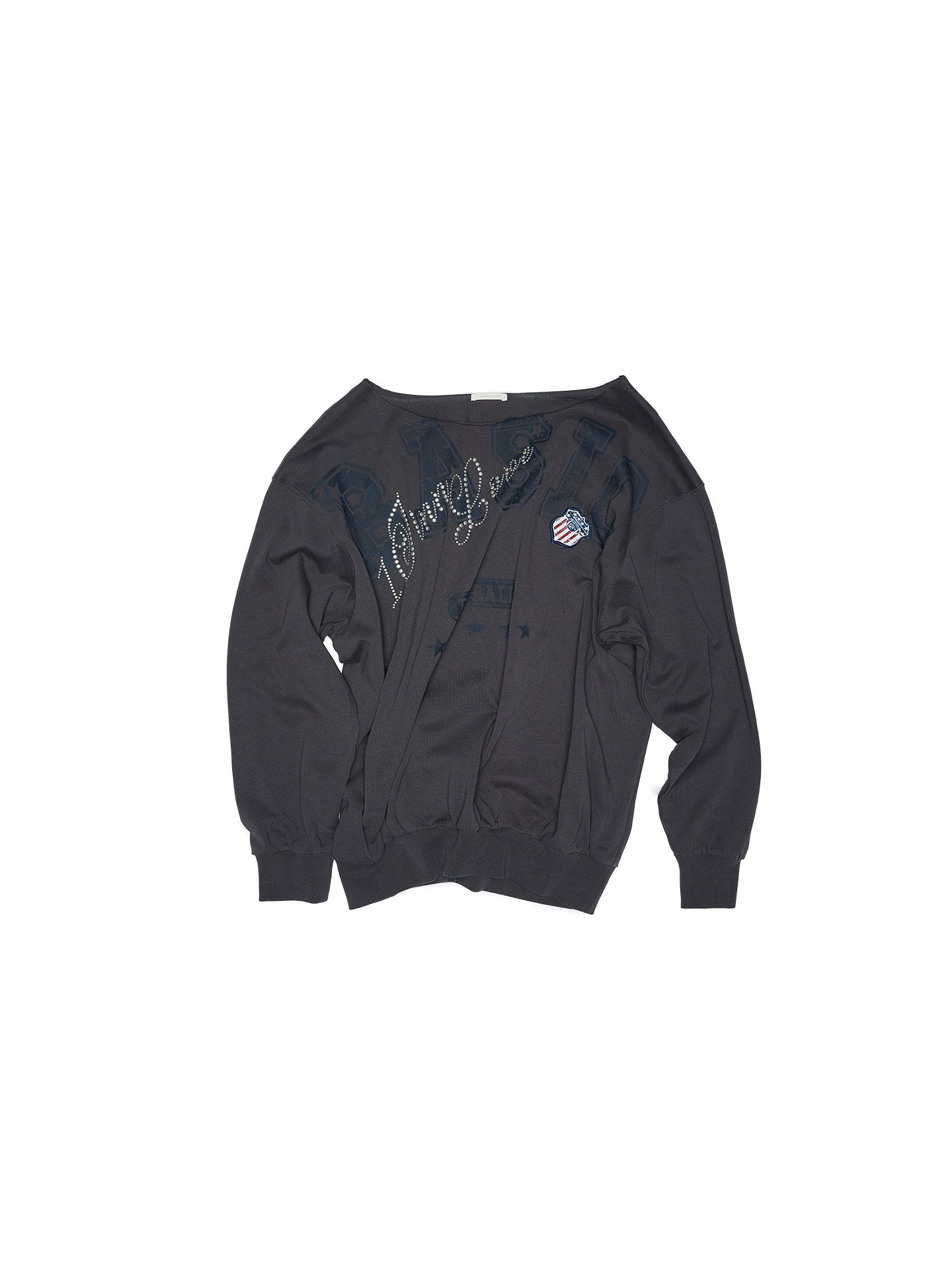Rhinestone Letter Asymmetric Sweatshirt