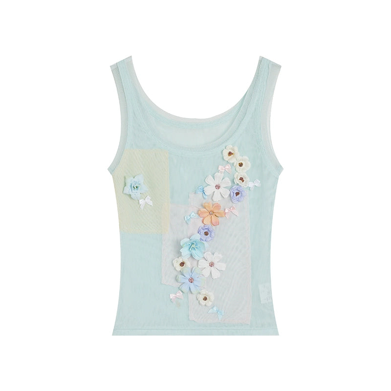 [Flower Bud Chronicles] 3D Flower Vest - Short Summer Spicy Girl Style