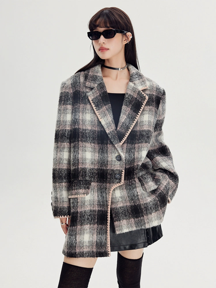 Shell Embroidery - Vintage Checkered Coat