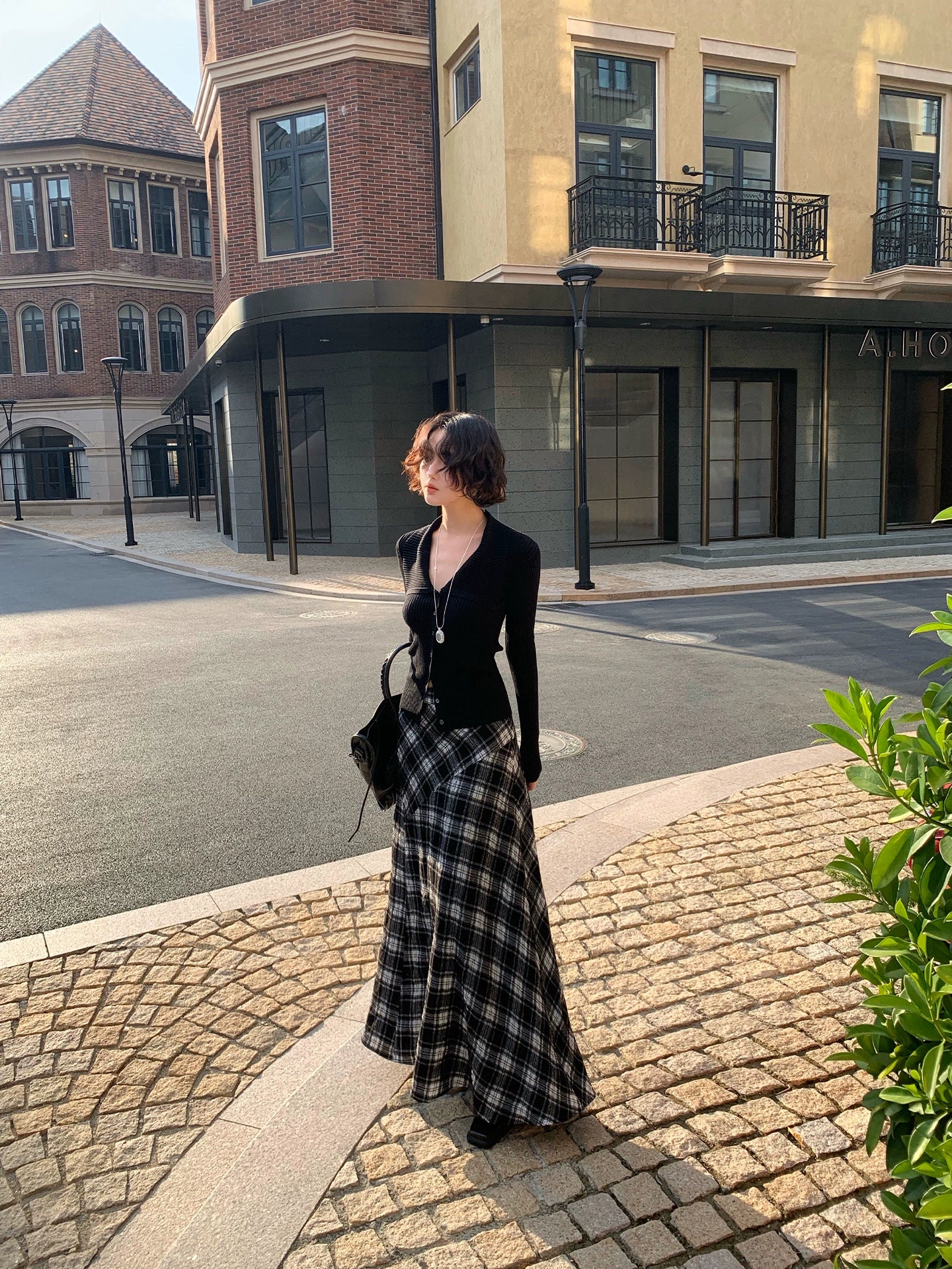 Nordic Plaid Wool-Blend Long Skirt – Hong Kong Retro Autumn/Winter