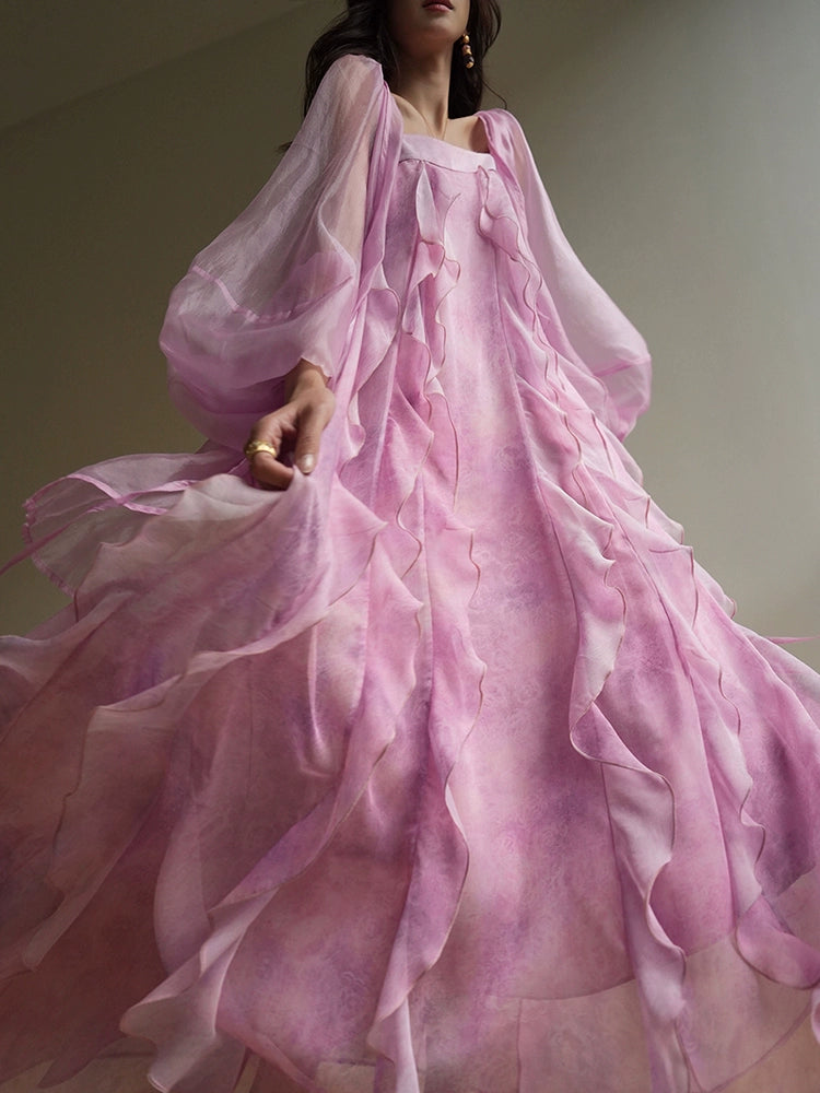 Pink Sea Mist Ruffle Maxi Dress – Beach Vacation Style