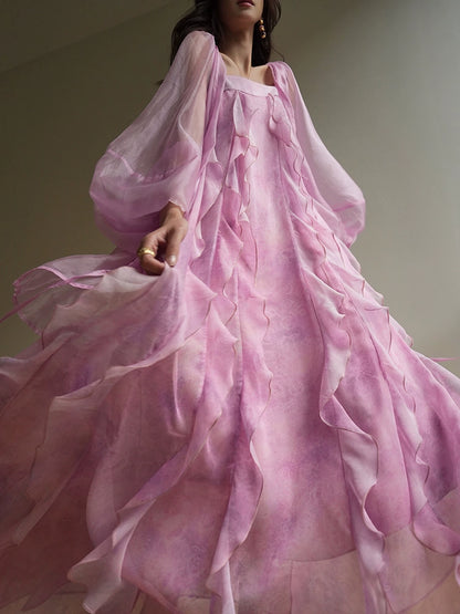 Pink Sea Mist Ruffle Maxi Dress – Beach Vacation Style