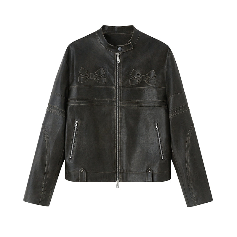 Bowknot Black - Vintage Leather Jacket