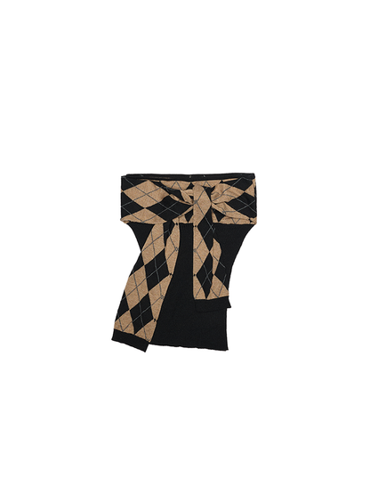 Quilted Panel Knit Lace-Up Bandeau Vest – Cinched Slim Base Layer