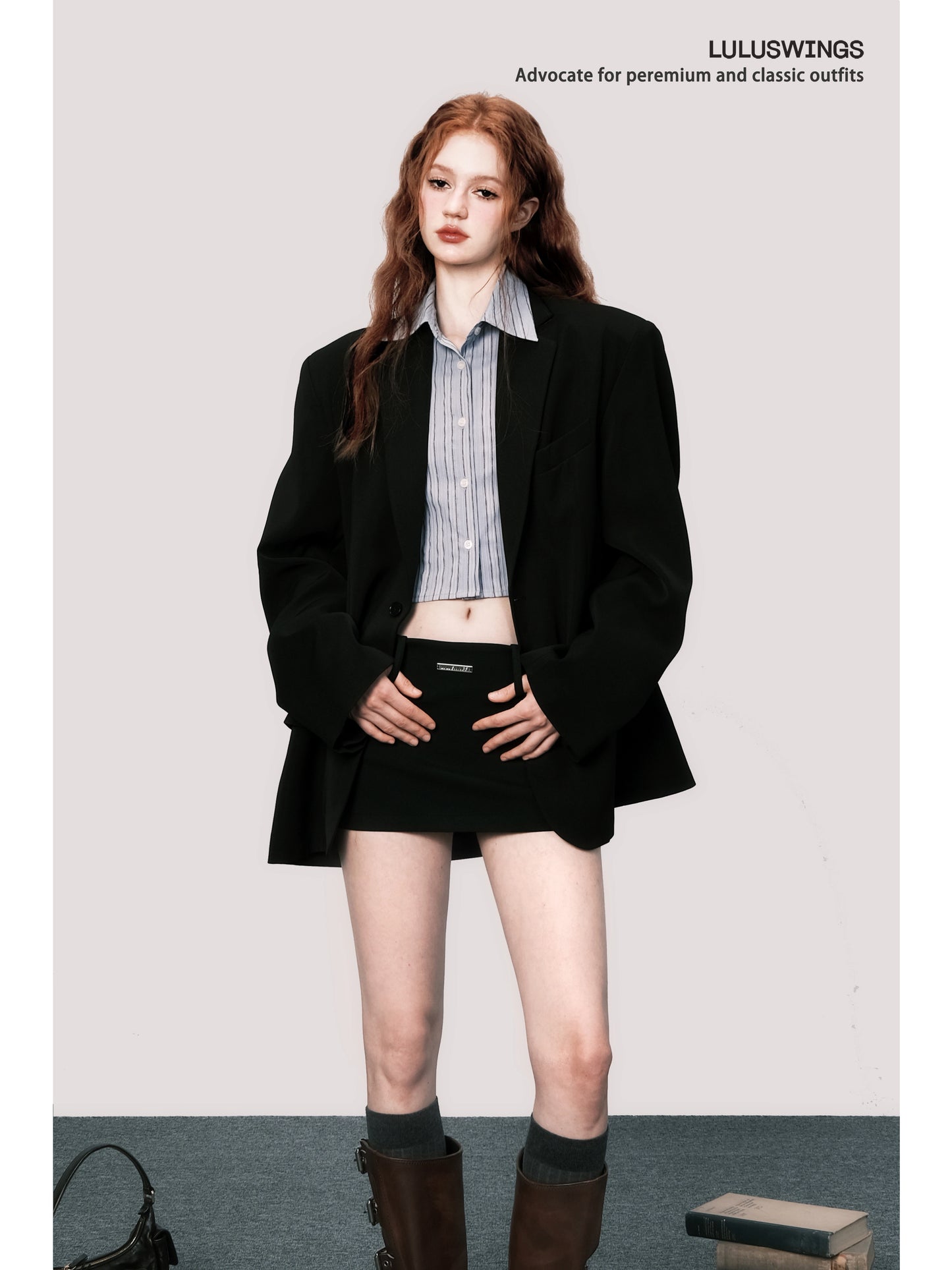 Retro Black Mini Suit Skirt - A-Line