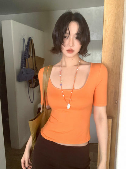 Square-Neck Slim-Fit Tee