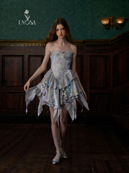 Shell Halo Mermaid Dress with Sparkling Flower and Bra Fishbone Design