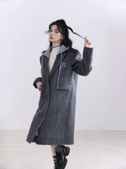 Academy Sweater Hat Grey Long Woolen Coat