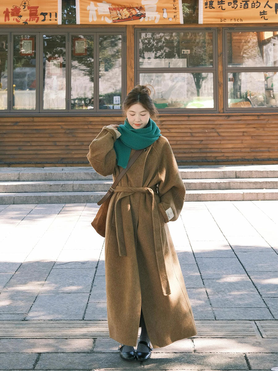 Reversible Cashmere Coat – Chic Mid-Length Half-Turtleneck Wool Jacket