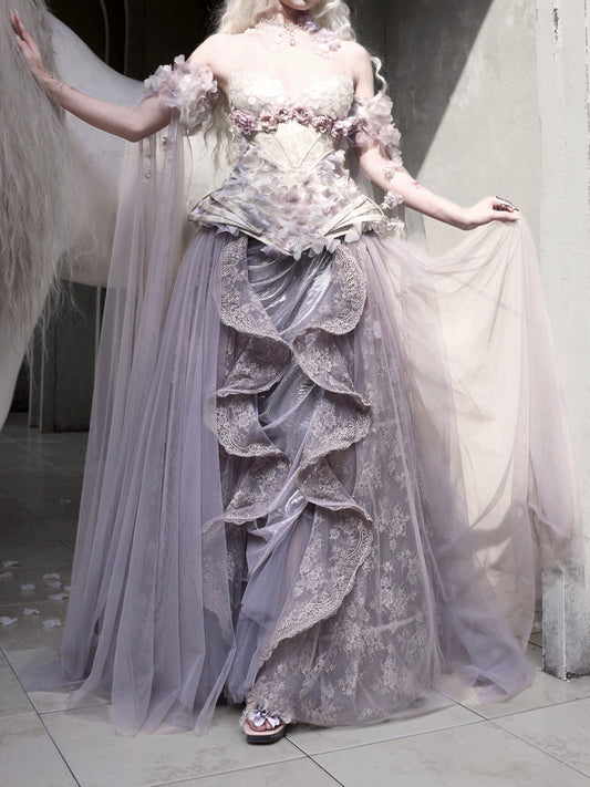 Lace Fairy Maxi Skirt | Couture Single-Layer Princess Skirt