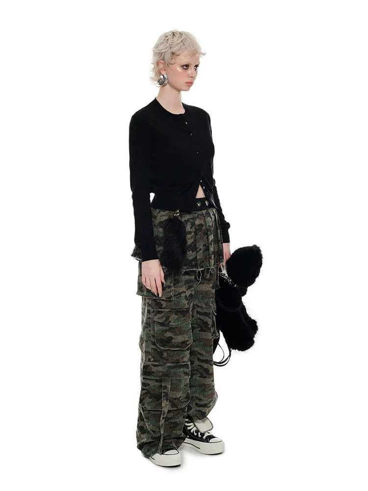 Patchwork Camouflage Pleated Skirt – Vintage Cargo Chic Style