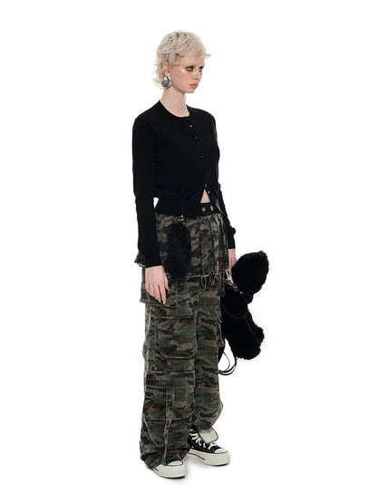 Patchwork Camouflage Pleated Skirt – Vintage Cargo Chic Style