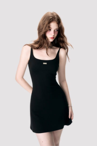 Black Knitted Sling Dress - Short and Fragile