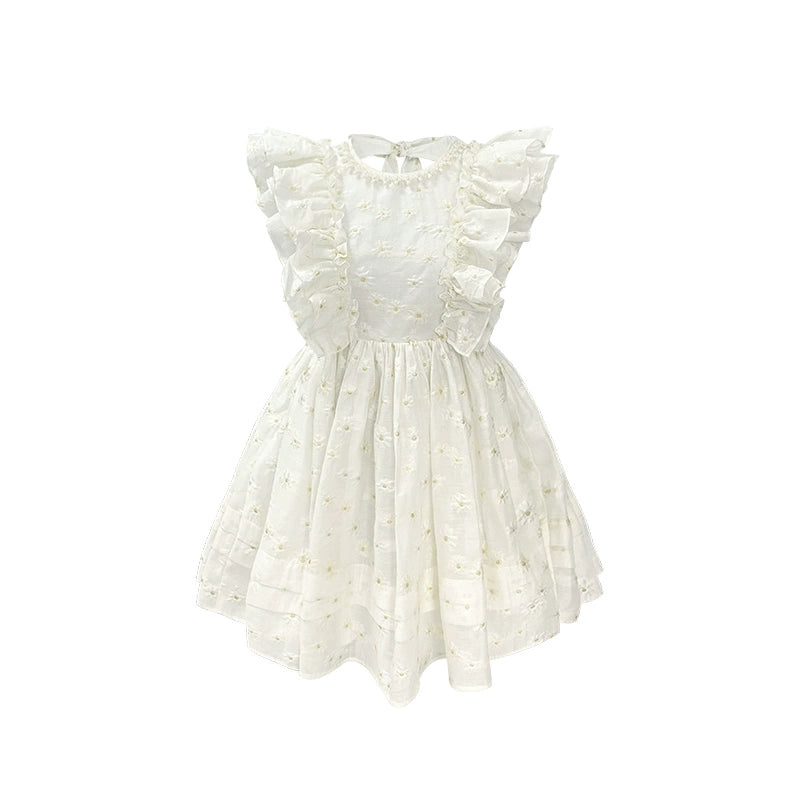 White Ruffle Pearl Skirt