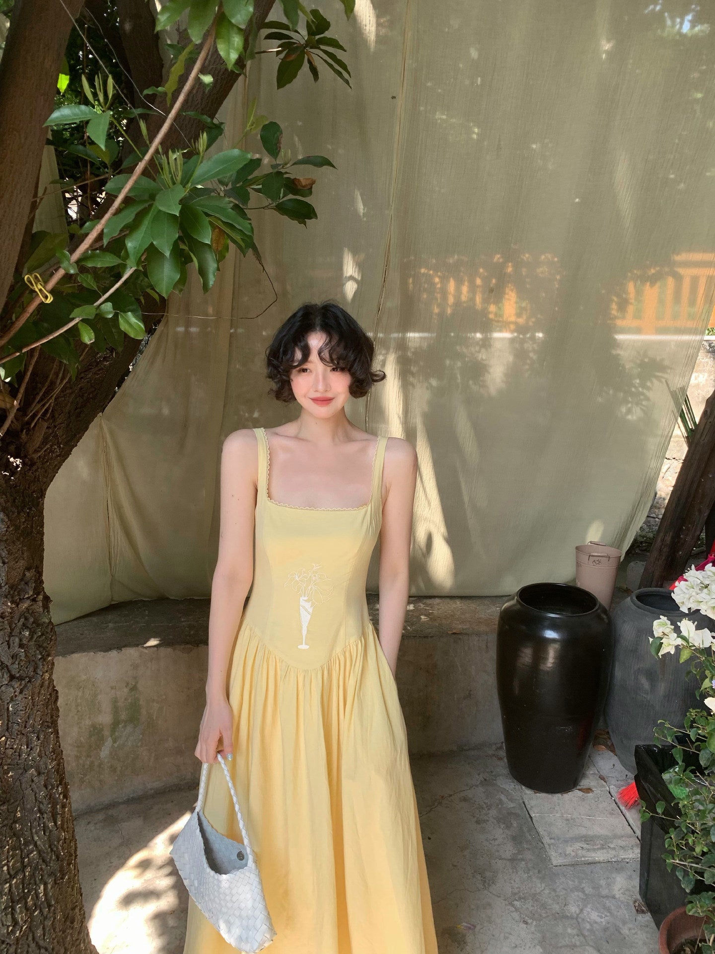 Flower Yang Lace-Trim Maxi Dress