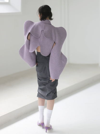 Layered Geometric Arc Hollow Woolen Coat