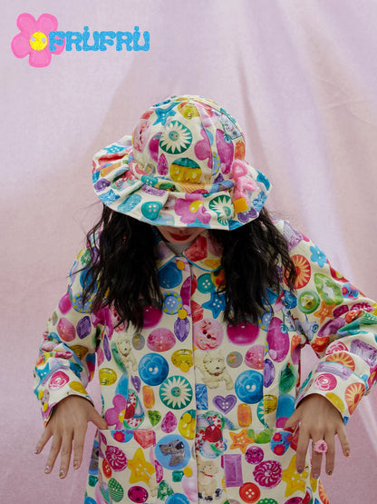 Gollum Store & Happy collaboration original design girl's print colorful sweet spicy bucket hat