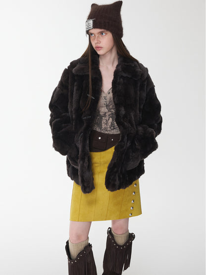 Rabbit Fur Toggle Coat