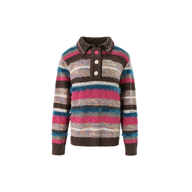 Stripe Polo Pullover Sweater