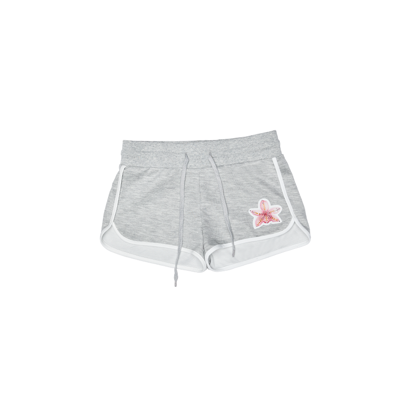 Floral Patch Embroidered Hot Diamond Athletic Shorts – Low-Rise Summer Hot Pants