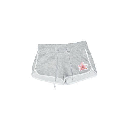 Floral Patch Embroidered Hot Diamond Athletic Shorts – Low-Rise Summer Hot Pants