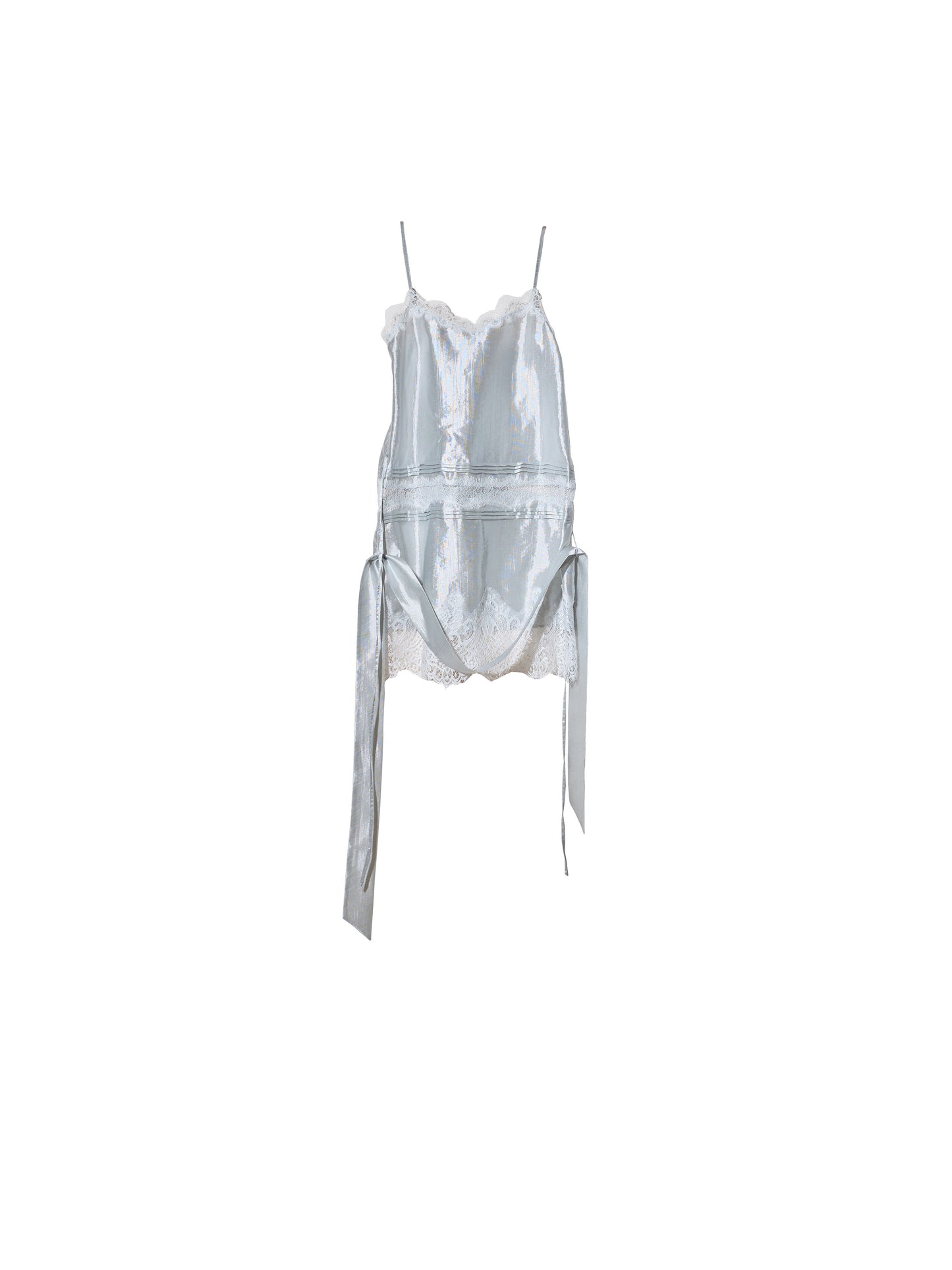 White Satin Lace-Up Camisole | Textured Sea Salt Tank Top