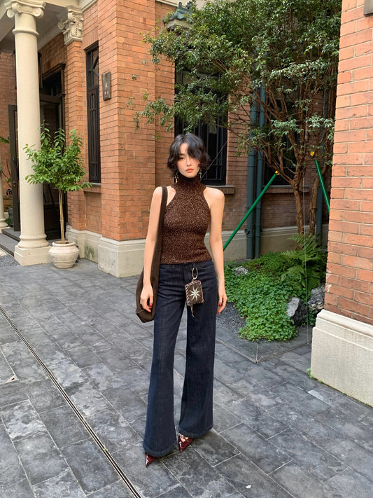 Cloud Steps Straight-Leg Dark Denim Jeans – Hong Kong Retro Autumn Essential