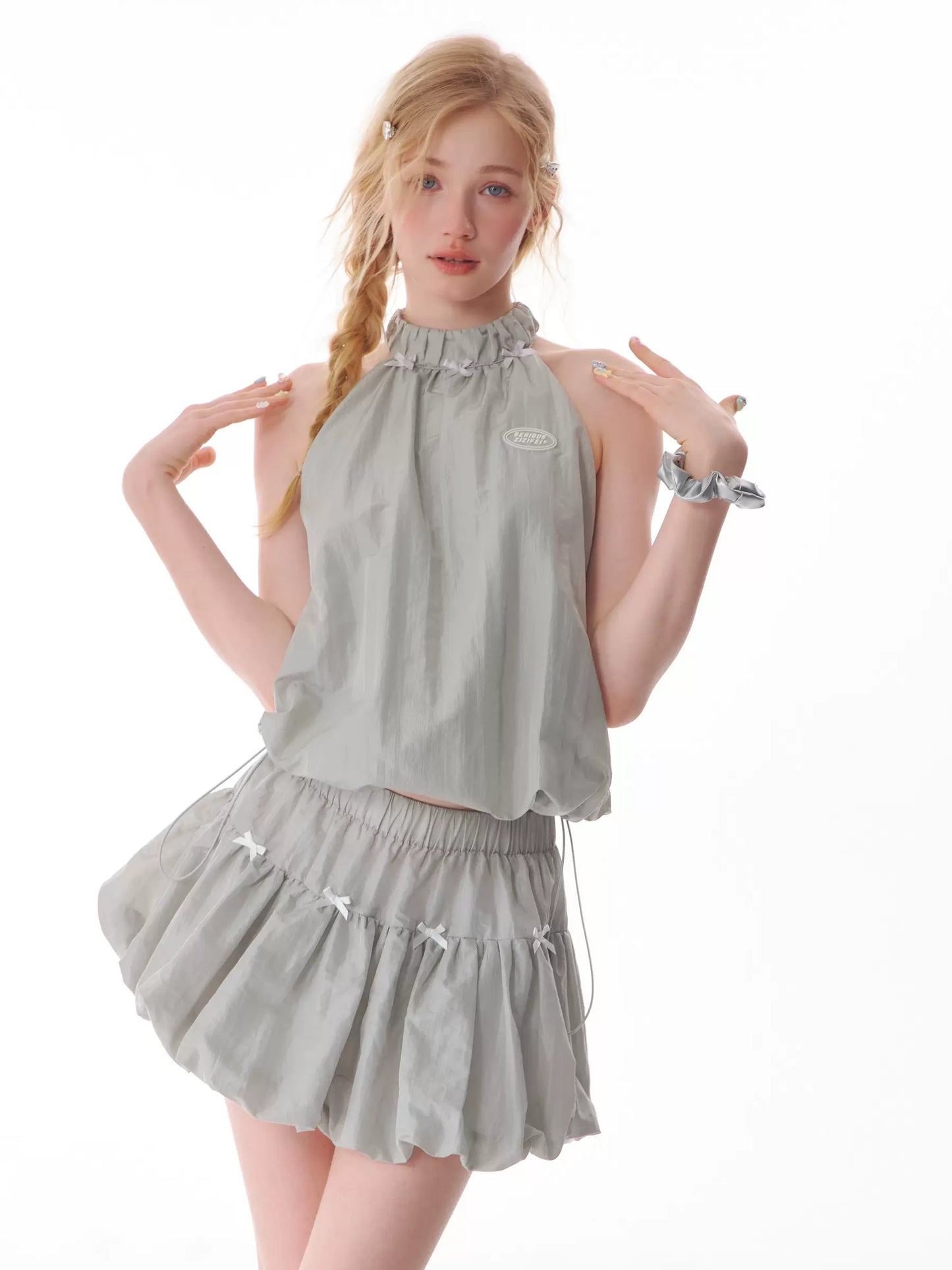 Bow Drawstring Sleeveless Top | Quick-Dry Strap Top for Summer Retro Style