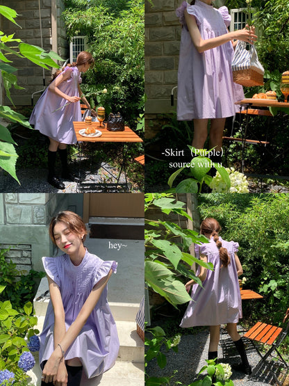 Summer Pleats Purple Dress