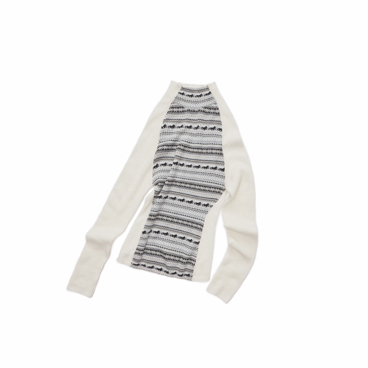 Color-Block Turtleneck Knit Top
