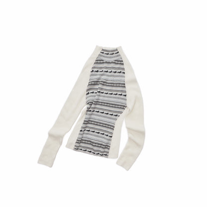 Color-Block Turtleneck Knit Top