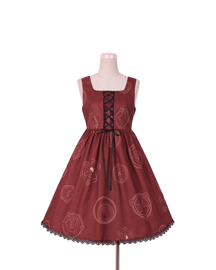 C3895 Magic Circle Print Chest Strap Dress