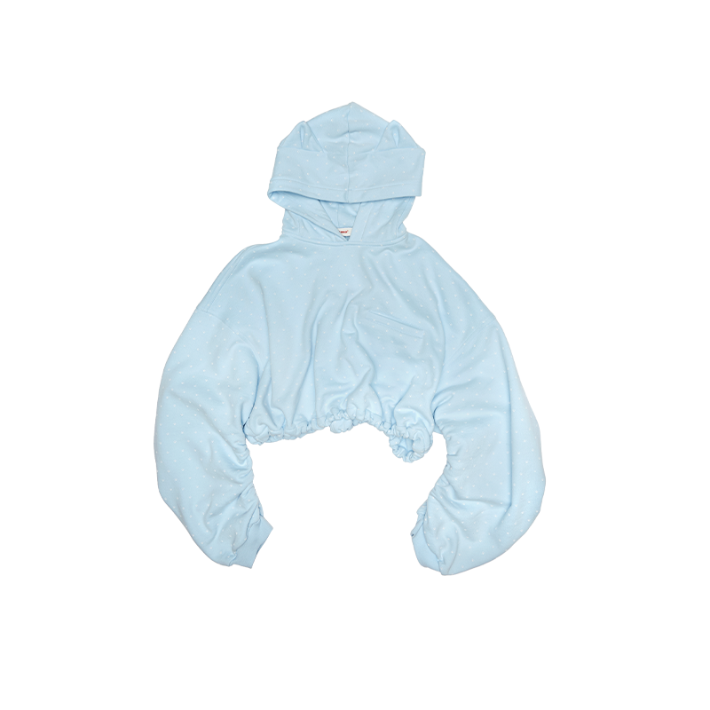 Cat Paw & Polka Dot Hoodie Set – Long and Short Layered Sweatshirt + Pants Suit